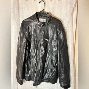 Women’s Vintage GUESS Leather Jacket, Black, Size XL Oversized